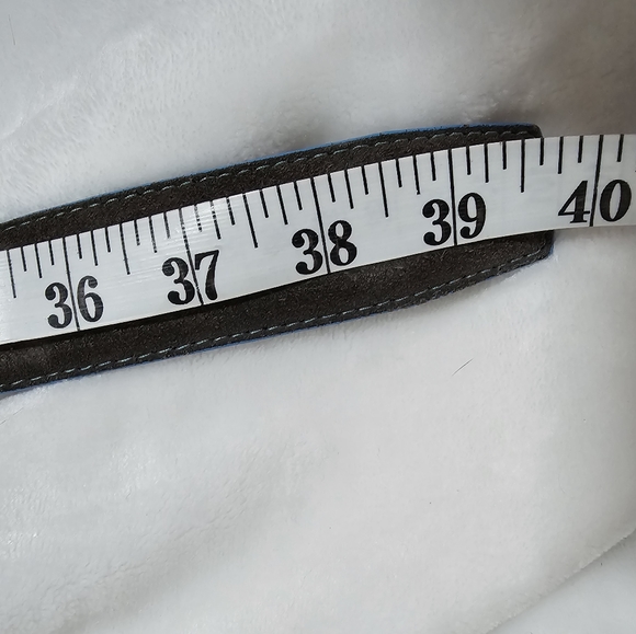 W. Kleinberg Gray Suede Blue Trim Detaial Genuine Leather Lined Luxury Belt USA - Picture 12 of 16